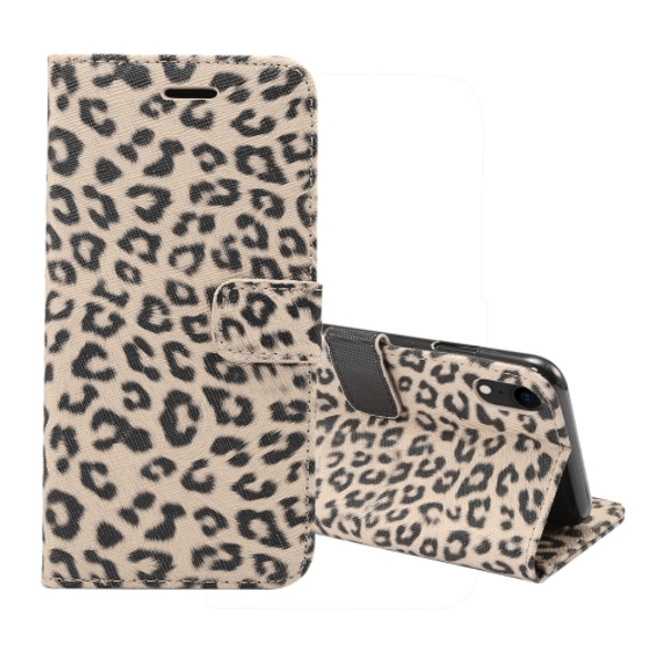 Leopard Pattern Horizontal Flip Leather Case for iPhone XR, With Holder & Card Slots(Yellow)