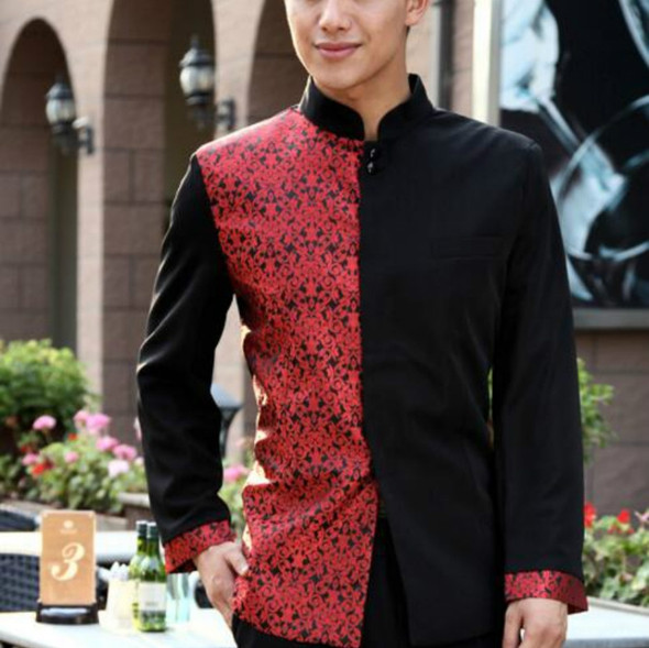 Long Sleeve Waiter Costume, Size:L(Male Red)