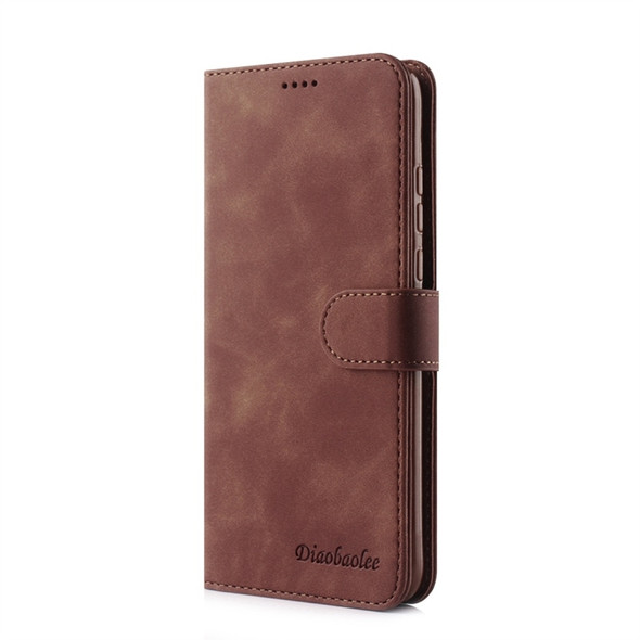 For Huawei P30 Lite / nova 4e Diaobaolee Pure Fresh Texture Horizontal Flip Leather Case, with Holder & Card Slot & Wallet & Photo Frame(Brown)