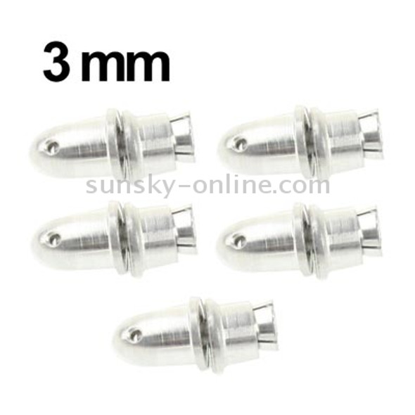 5 PCS 3mm Plane Fixed Pitch Propeller Adapter Bullet(Silver)
