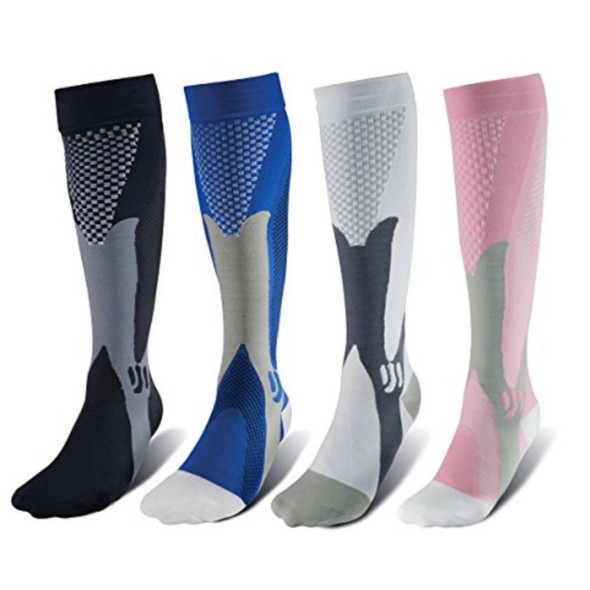 3 Pairs Compression Socks Outdoor Sports Men Women Calf Shin Leg Running, Size:L/XL(White)