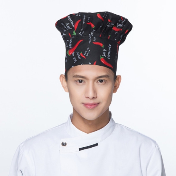 Hotel Coffee Shop Chef Hat Wild Anti-fouling Print Cap, Size:One Size(Chili Pattern)