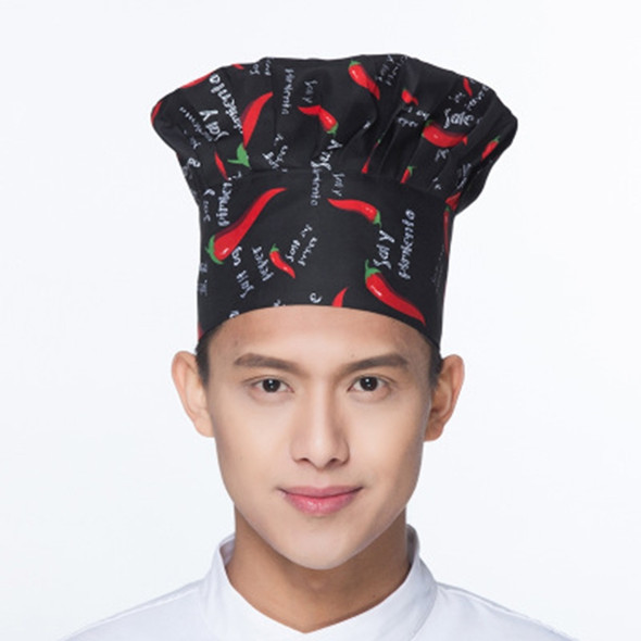 Hotel Coffee Shop Chef Hat Wild Anti-fouling Print Cap, Size:One Size(Chili Pattern)