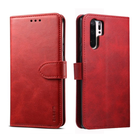 For Huawei P30 Pro GUSSIM Business Style Horizontal Flip Leather Case with Holder & Card Slots & Wallet(Red)