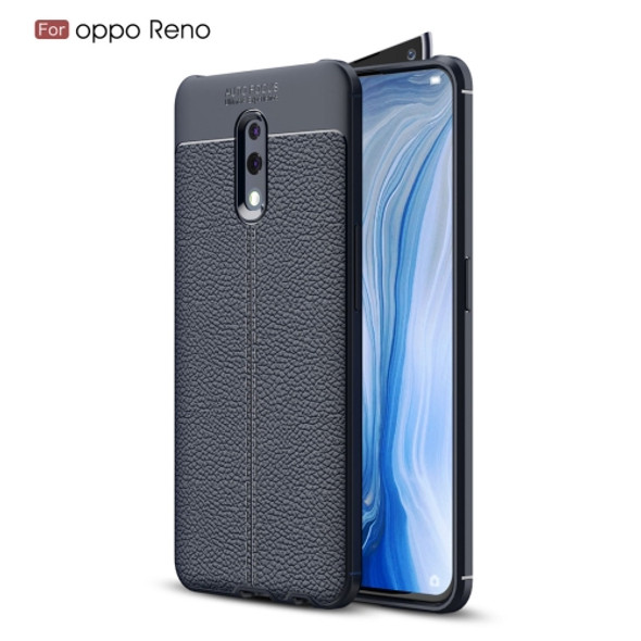 Litchi Texture TPU Shockproof Case for OPPO Reno(Navy Blue)