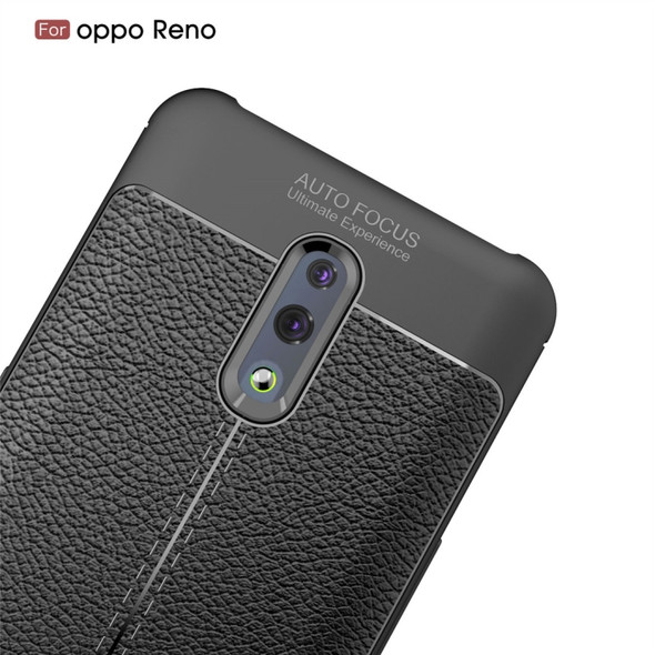 Litchi Texture TPU Shockproof Case for OPPO Reno(Navy Blue)