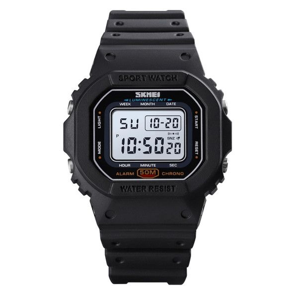 Skmei 1608 Multi-Function Student Electronic Watch Waterproof Timing Silicone Sports Watch(Black)