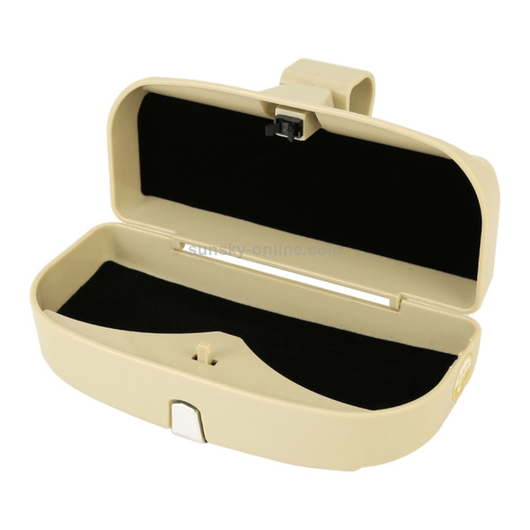 Car Multi-functional Glasses Case Sunglasses Box with Card Slot, Flat Style (Beige)