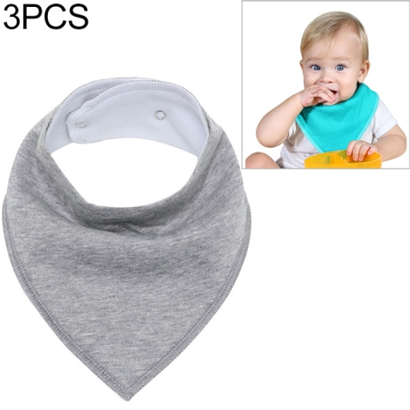 3 PCS Reusable Washable Cotton Baby Bibs Burp Cloth Adjustable Baby Meal Bibs(Dark Grey)