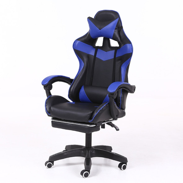 Computer Office Chair Home Gaming Chair Lifted Rotating Lounge Chair with Footrest / Aluminum Alloy Feet (Blue)