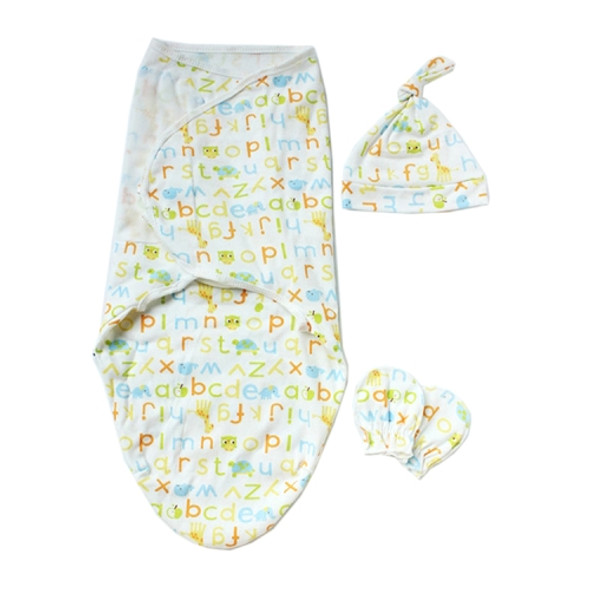 Spring  Summer Cotton Baby Infant Bags Towels Sleeping Bags Knitted Cloth Cap Set, Size:L (60x75 CM)(Animal Alphabet)