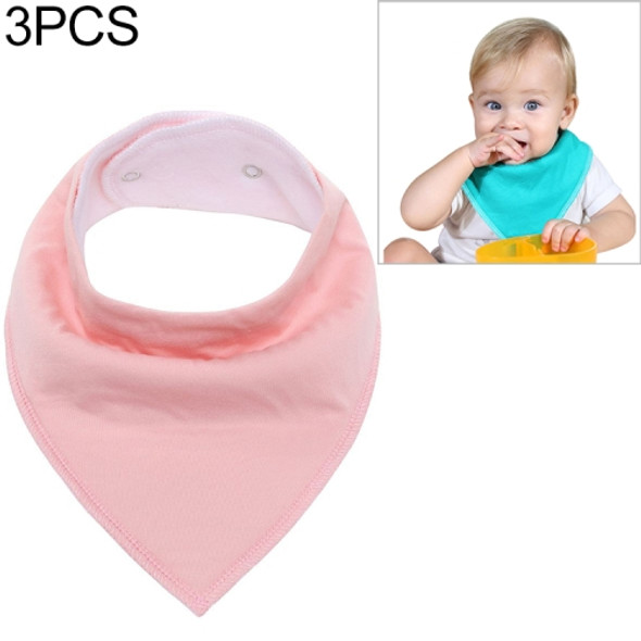 3 PCS Reusable Washable Cotton Baby Bibs Burp Cloth Adjustable Baby Meal Bibs(Cherry Pink)