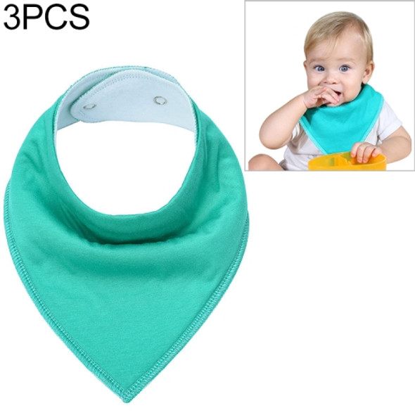 3 PCS Reusable Washable Cotton Baby Bibs Burp Cloth Adjustable Baby Meal Bibs(Jade Green)