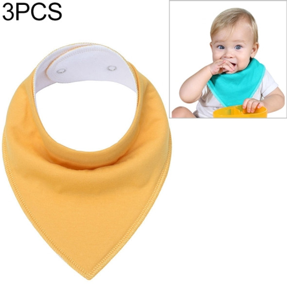 3 PCS Reusable Washable Cotton Baby Bibs Burp Cloth Adjustable Baby Meal Bibs(Dark Yellow)