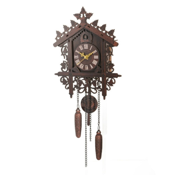 Hanging Handcraft Wooden Clock House Style Cuckoo Wall Clock(Dark Black)