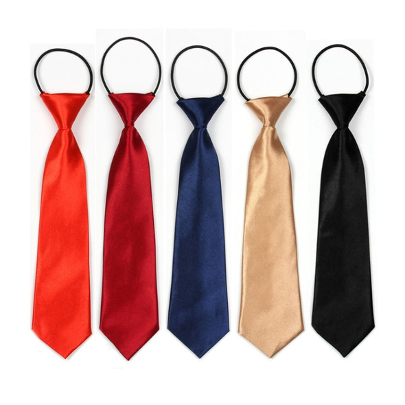 10 PCS Solid Color Casual Rubber Band Lazy Tie for Children(Navy Blue)