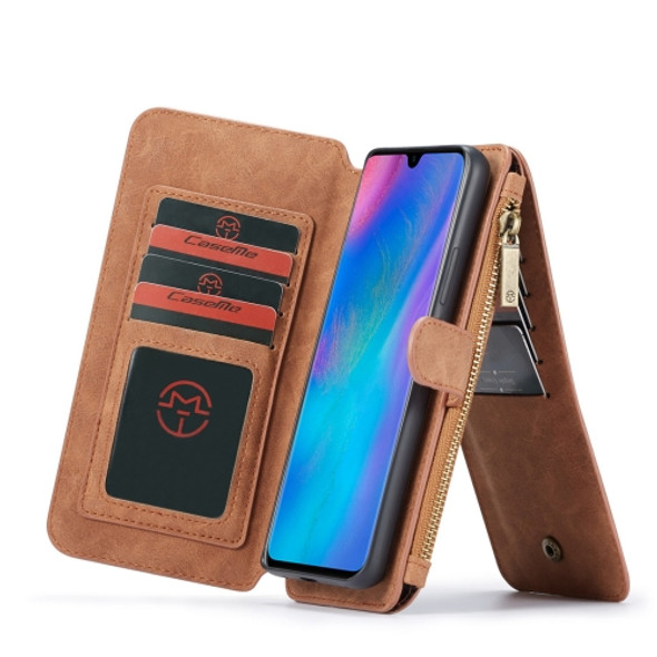 CaseMe Crazy Horse Texture Detachable Horizontal Flip PU Leather Case for Huawei P30, with Card Slot & Holder & Zipper Wallet & Photo Frame (Brown)