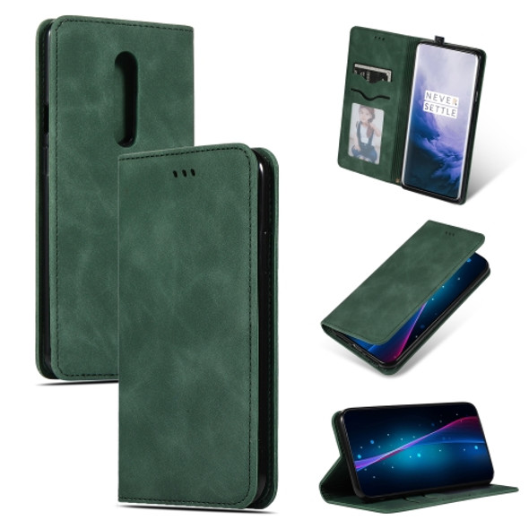 Retro Skin Feel Business Magnetic Horizontal Flip Leather Case for OnePlus 7 Pro(Army Green)