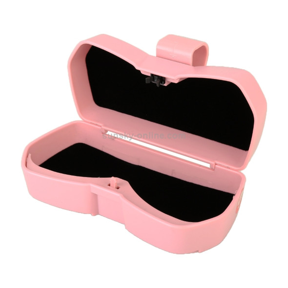 Car Multi-functional Glasses Case Sunglasses Storage Holder with Card Slot, Diamond Style (Pink)