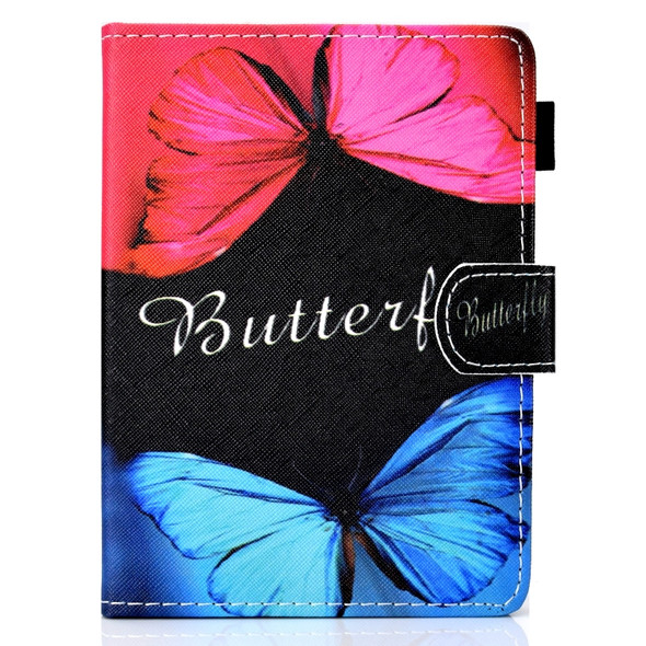 For Amazon Kindle Youth Version 2019 Colored Drawing Stitching Horizontal Flip Leather Case, with Holder & Card Slots(Butterfly Love)