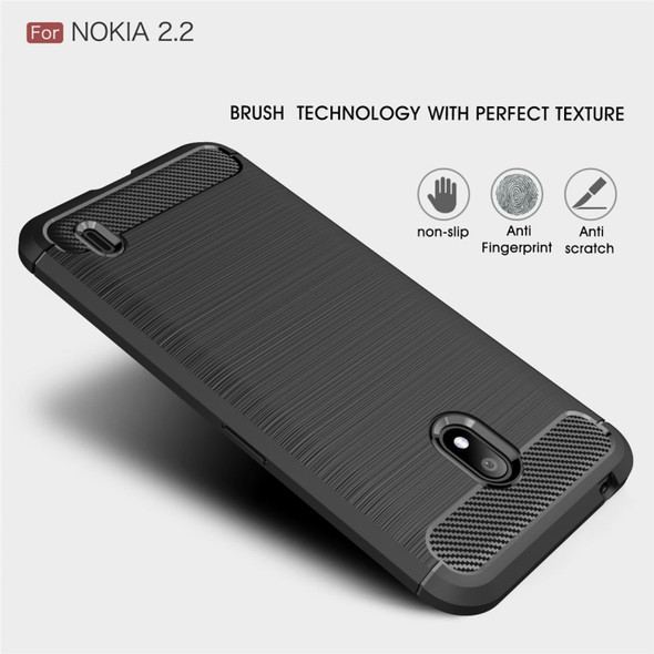 Brushed Texture Carbon Fiber TPU Case for Nokia 2.2(Black)