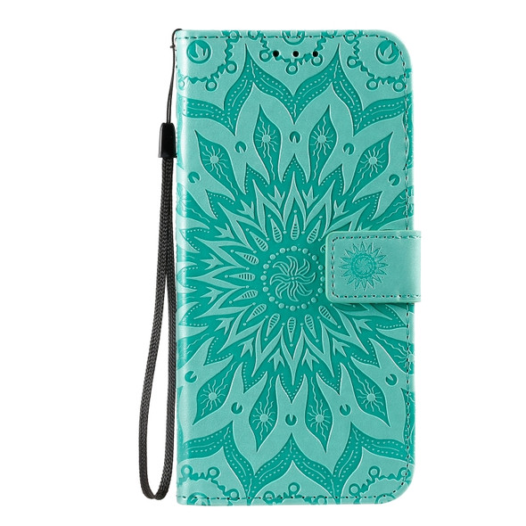 For Galaxy A71 Sun Print Horizontal Flip Protective Case with Holder & Card Slots & Wallet(Green)