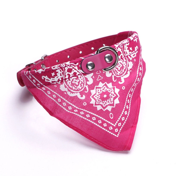 Adjustable Dog Bandana Leather Printed Soft Scarf Collar Neckerchief for Puppy Pet, Size:L(Magenta)