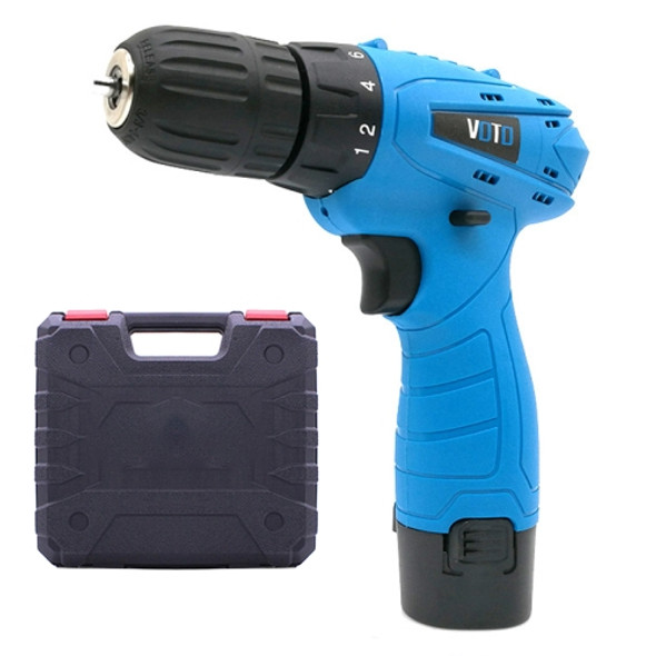 VOTO 12V Stepless Speed Regulation Rechargeable Hand Drill Set Electric Drill Power Tools with LED Light, AC 220V, US Plug, Random Color Delivery