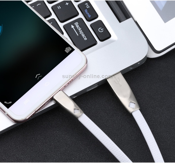 AWEI CL-96 USB to Micro USB Portable TPE + Aluminum Alloy Data Cable, 2A, Length: 1m(White)