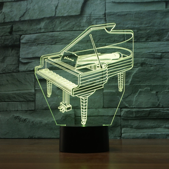 Piano Shape 3D Colorful LED Vision Light Table Lamp, USB Touch Version