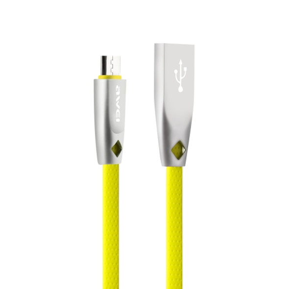 AWEI CL-96 USB to Micro USB Portable TPE + Aluminum Alloy Data Cable, 2A, Length: 1m(Yellow)