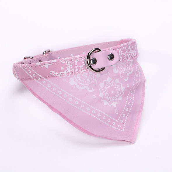 Adjustable Dog Bandana Leather Printed Soft Scarf Collar Neckerchief for Puppy Pet, Size:M(Pink)