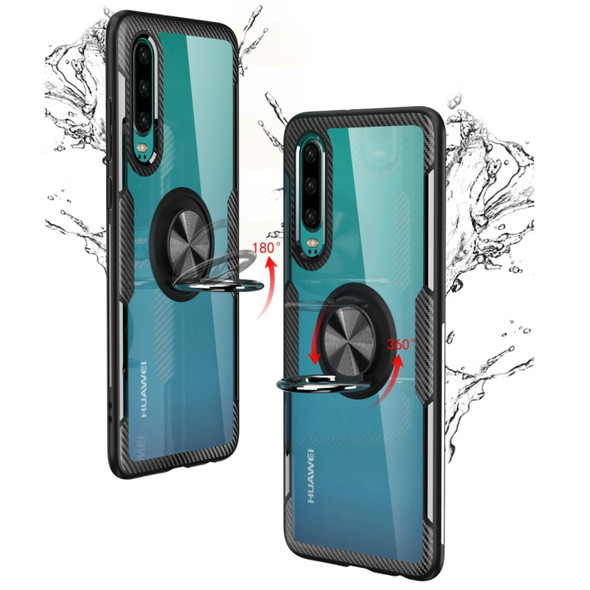 Scratchproof TPU + Acrylic Ring Bracket Protective Case for Huawei P30(Black)
