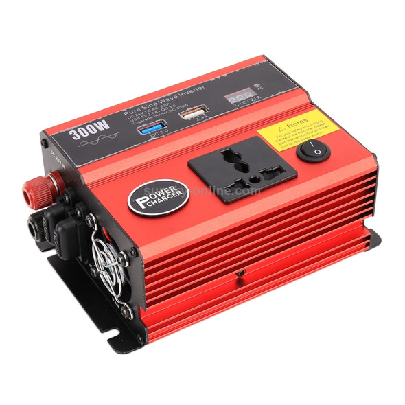 300W DC 24V to AC 220V Car Multi-functional Pure Sine Wave Power Inverter, Random Color Delivery