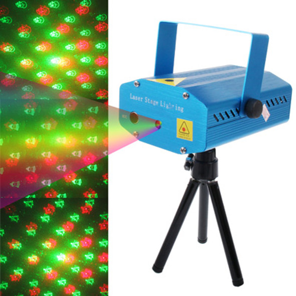 YX-6H Multifunction Disco DJ Club Holographic Laser Star Projector, 2-color Red + Green Light, with Holder, Support Sound Active & Auto Made Function(Blue)