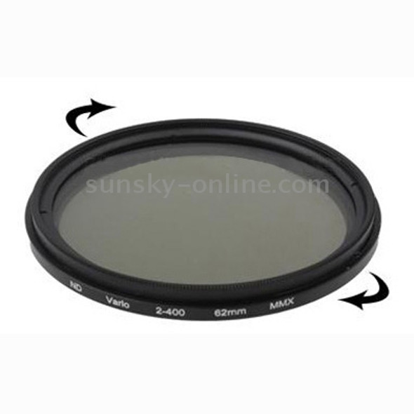 62mm ND Fader Neutral Density Adjustable Variable Filter ND2 to ND400 Filter(Black)