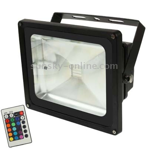 30W High Power Floodlight Lamp, RGB LED Light with Remote Control, AC 85-265V, Luminous Flux: 2200-2500lm(Black)