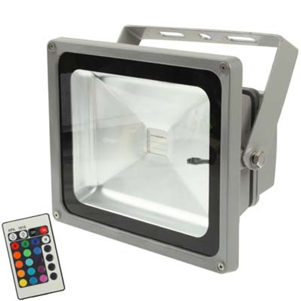30W High Power Floodlight Lamp, RGB LED Light with Remote Control, AC 85-265V, Luminous Flux: 2200-2500lm(Grey)