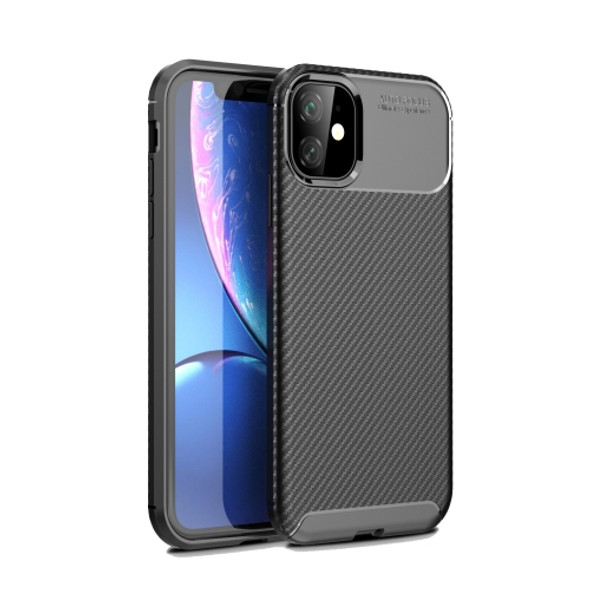 Carbon Fiber Texture Shockproof TPU Case for iPhone 11(Black)