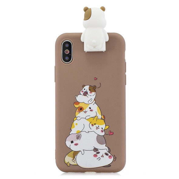 For iPhone XR Cartoon Shockproof TPU Protective Case with Holder(Hamsters)