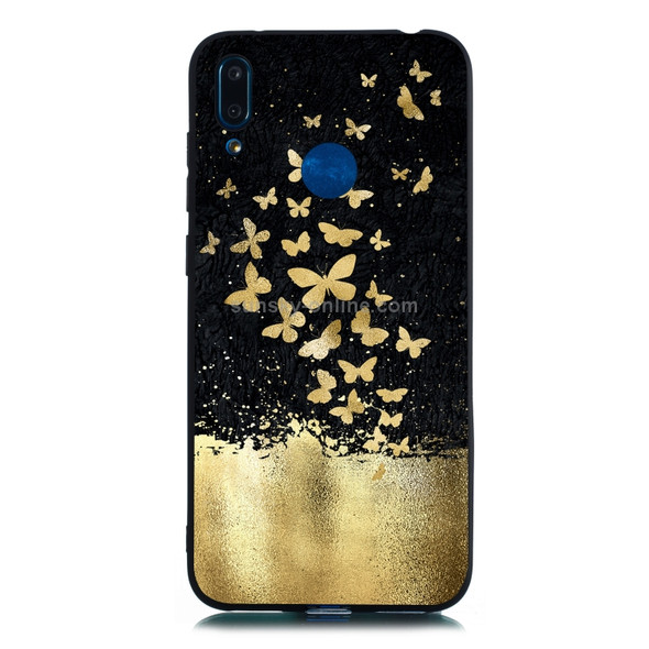 Gold Butterfly Painted Pattern Soft TPU Case for Huawei Y7 (2019)