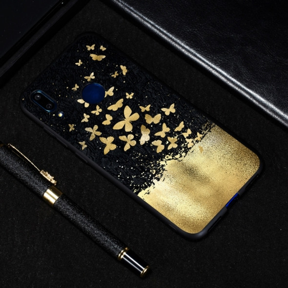 Gold Butterfly Painted Pattern Soft TPU Case for Huawei Y7 (2019)