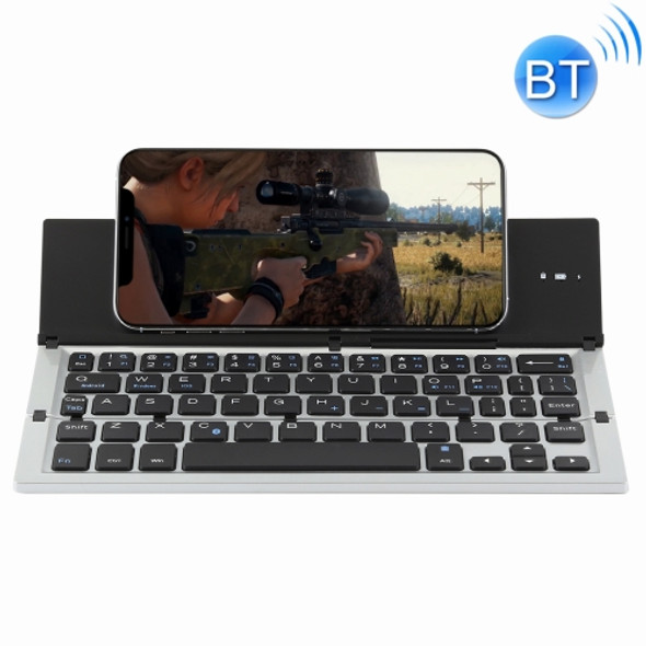 GK608 Ultra-thin Foldable Bluetooth V3.0 Keyboard, Built-in Holder, Support Android / iOS / Windows System (Grey)