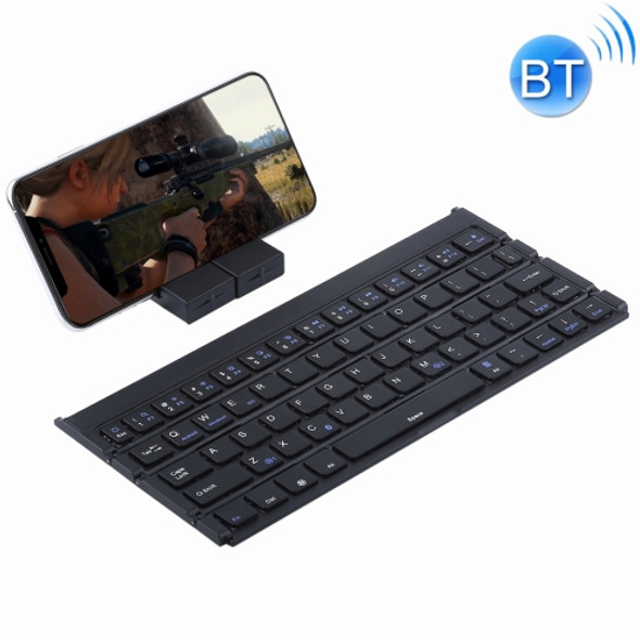 GK808 Ultra-thin Foldable Bluetooth V3.0 Keyboard, Built-in Holder, Support Android / iOS / Windows System(Black)