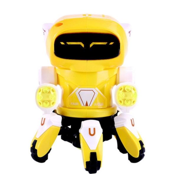 Children Light Music Projection Dazzling Dance Six-claw Electric Robot Toy(Yellow)