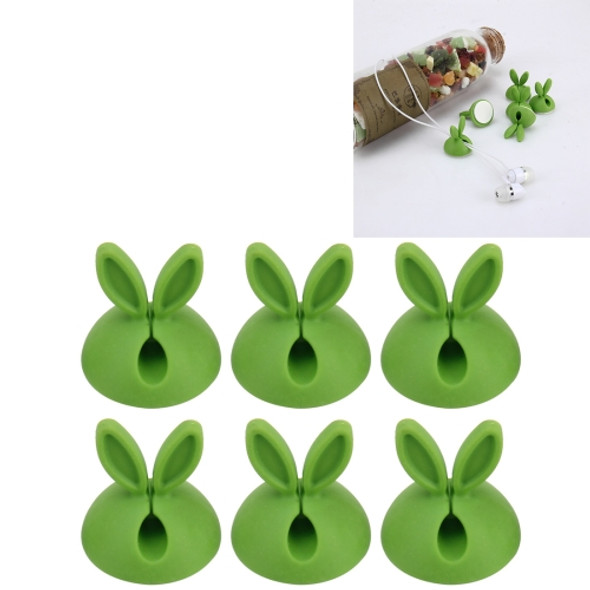 6 PCS CC-941 Rabbit Shape Single Hole Cable Clips Holder, Cable Management System and Cord Organizer Solution(Green)