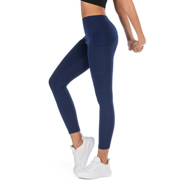 Tight Movement Yoga Pants (Color:Navy Blue Size:L)