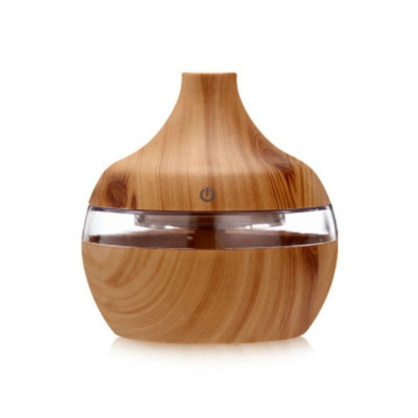 300ML Waterdrop Shape USB Wood Grain Aromatherapy Air Purifier Mute Humidifier, Color: Light Wood Grain