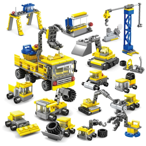 KAZI 16 in 1 Sets DIY Construction Engineering Vehicles Excavator Model Building Blocks Compatible City Construction Bricks Toys, Age Range: 6 Years Old Above