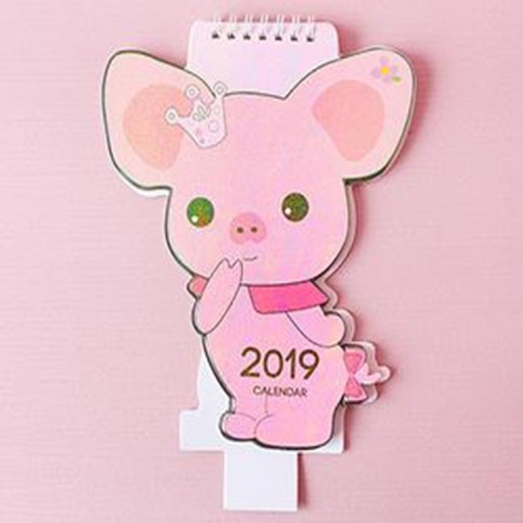 3 PCS Pink Cute Animal Pattern Table Calendars Desk Calendar(Stand Pig)